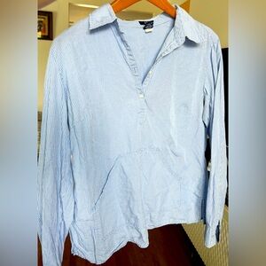 Blue Gingham Long-Sleeve Button-Up Shirt